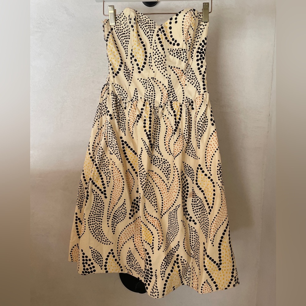 Anna Sui Dot Patterned Cream Strapless Sweetheart… - image 1